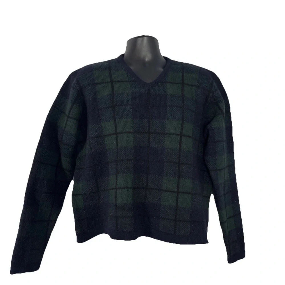 Vintage Polo Ralph Lauren Mens Sweater Large* Lambswool Plaid Preppy Golf 90s